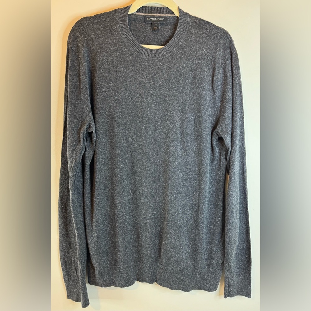 Banana Republic Silk Linen Men’s Crewneck Pullover Sweater Size L Tall